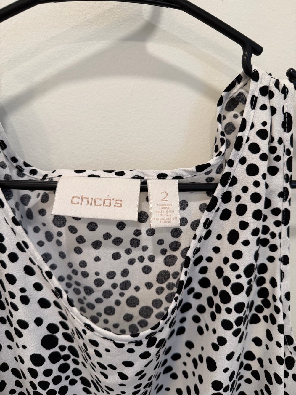 Chicos Tank Top Womens Sz 2 Large Black White Polka Dot Sleeveless Top Travel - Picture 4 of 10